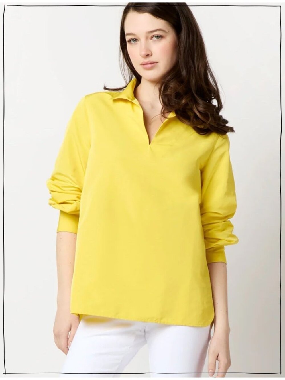 Ann Mashburn Carolina Top Sz M Yellow Nylon Faille